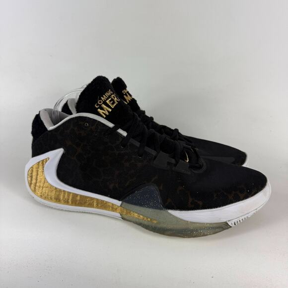 Nike Zoom Freak 1 Athletic Sneakers Men's 13 Black Cheetah Print Lace Up Low Top - Picture 2 of 10